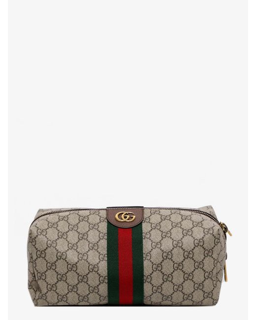 Gucci Gray Gg Supreme Fabric And Leather Beauty Case for men