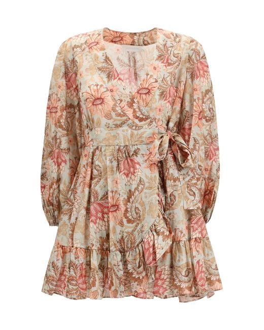 Zimmermann Pink Daylight Wrap Mini Dress