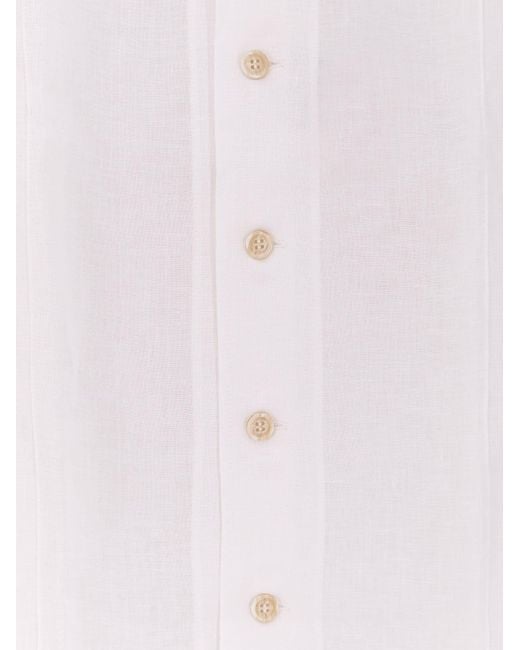 Brunello Cucinelli White Easy Fit Linen Shirt for men