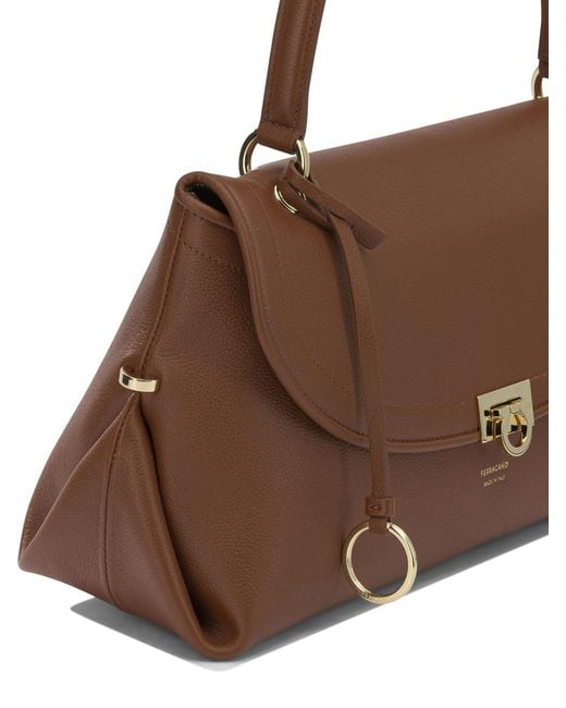 Ferragamo Brown Medium Gancini Shoulder Bag