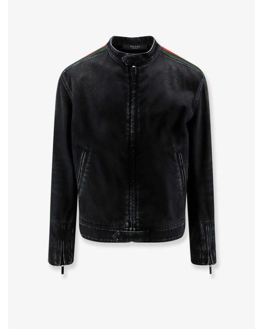 Gucci Black Denim Jacket With Web Detail for men