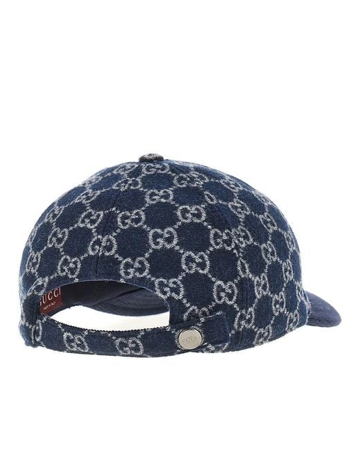 Gucci Blue Gg Wool Baseball Cap for men