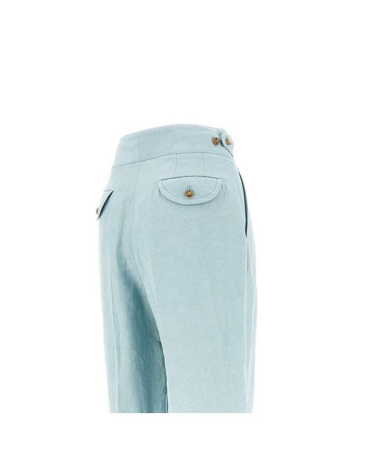 BLAZE Blue 'Tomo' Silk And Linen Pants
