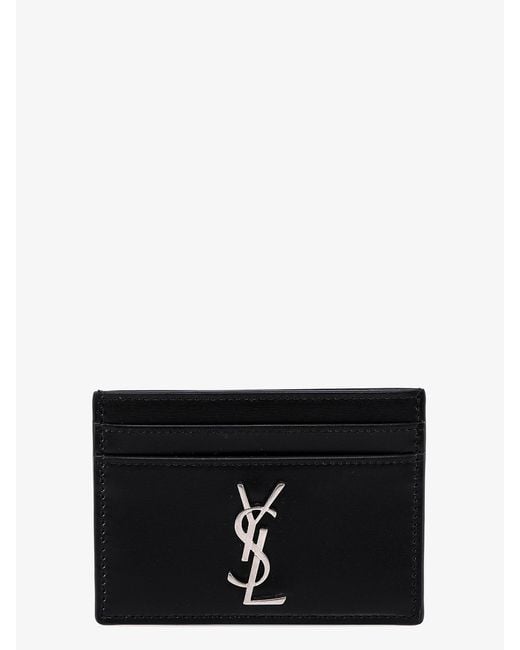 Saint Laurent Black Cassandre Leather Card Holder for men