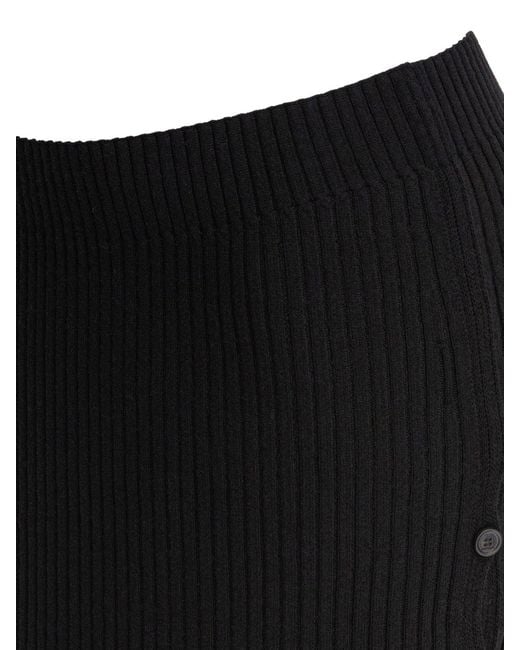 Courreges Black Cotton And Merino Wool Miniskirt