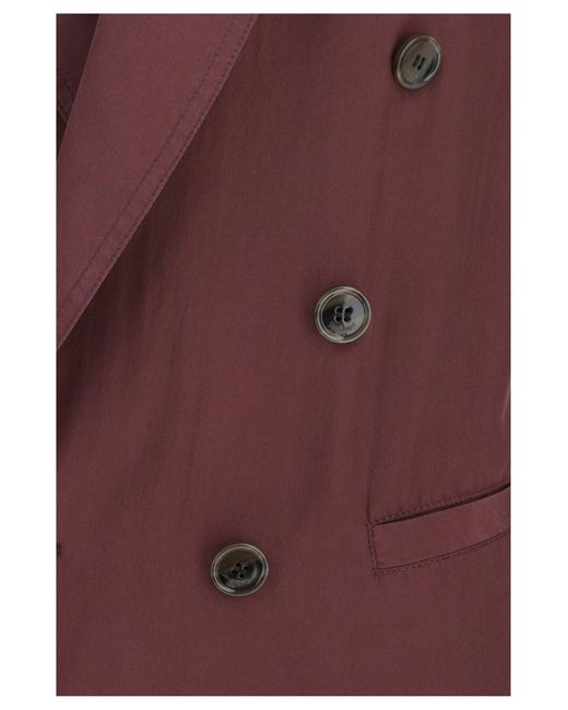 Saint Laurent Purple Double-Breasted Fluid Silk Blazer