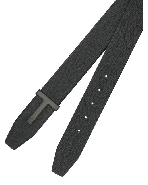 Tom Ford Black "T Icon" Leather Belt for men