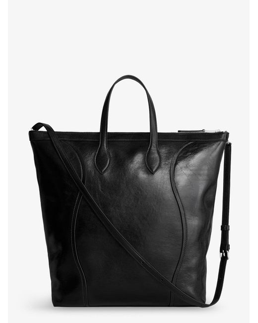 Céline Black Cabas Leather Crossbody Bag With Logo On The Front for men