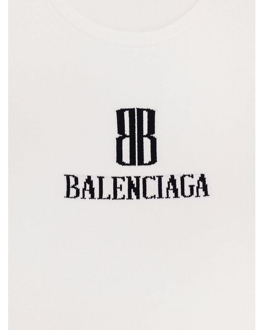 Balenciaga White Ribbed Viscose Blend Tank Top