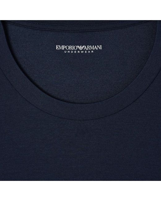 EA BODYWEAR Blue Stretch Modal Crewneck T-Shirt for men