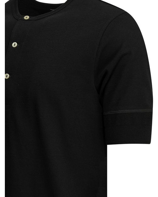 Merz B. Schwanen Black "103 Maco-Imit" Henley T-Shirt for men