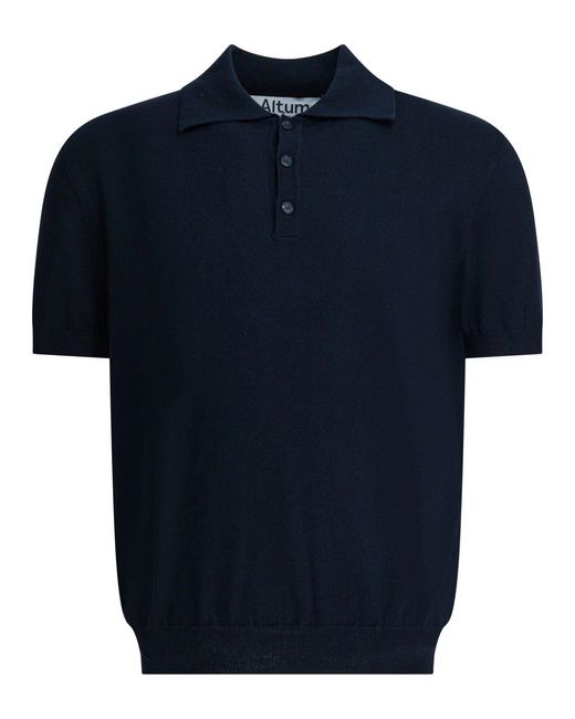 Altum Blue Cotton Polo Shirt for men
