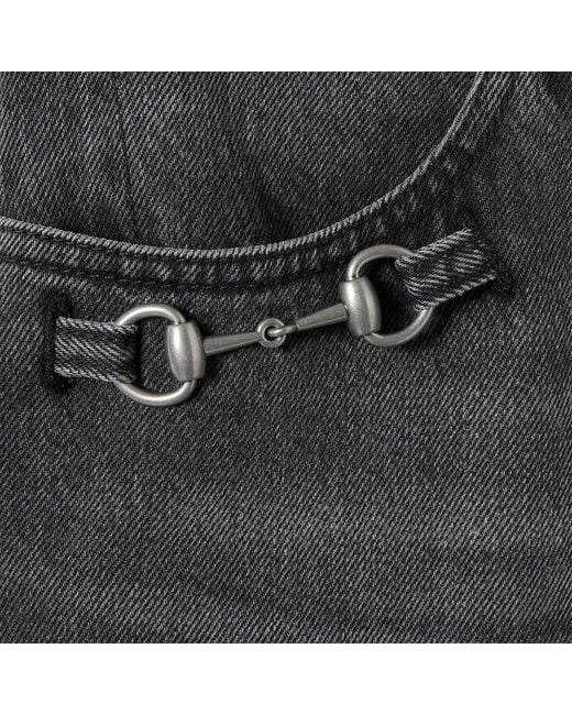 Gucci Gray Wide Leg Jeans With Horsebit