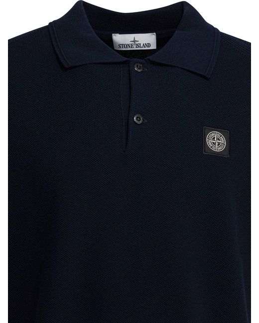 Stone Island Blue Cotton Short Sleeves Polo Shirt for men