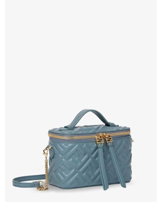 Fendi Blue Vanity Leather Crossbody Bag With Ff Motif