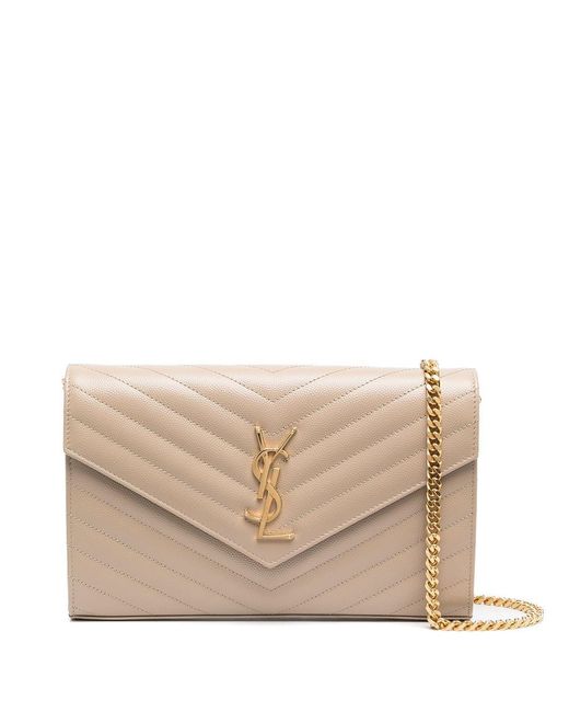 Saint Laurent Natural Mono Dark Calf Leather Wallet Bag