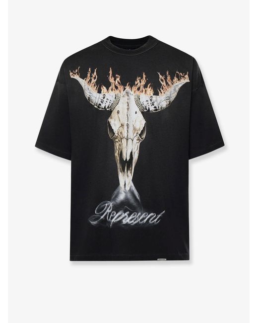 Represent Black British Cowboys Cotton T-Shirt With Front Print for men
