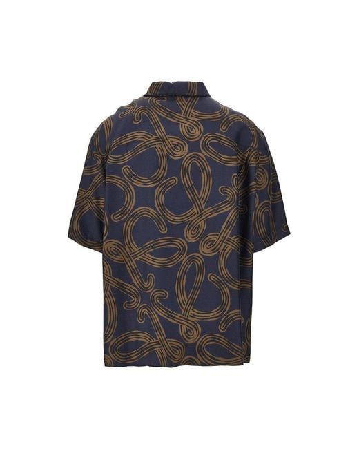 Loewe Black Anagram Print Silk Shirt for men