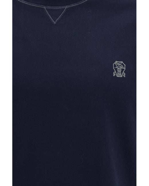 Brunello Cucinelli Blue Cotton T-Shirt for men