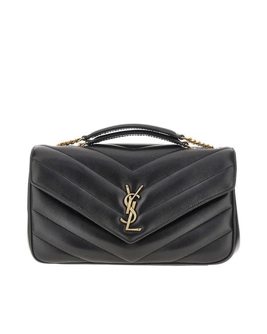 Saint Laurent Black Quilted Nappa Leather Medium 'Loulou' Bag