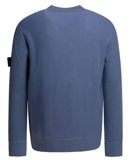 Stone Island Blue Crew-Neck Sweater for men