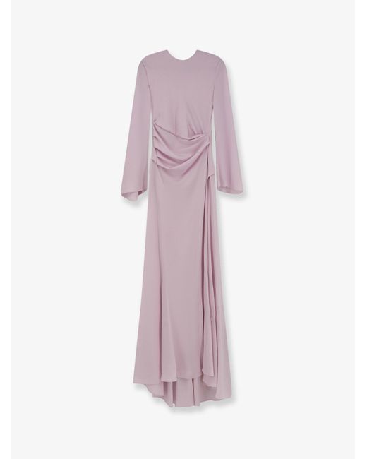 Women's Pink Long Dress With Drapery