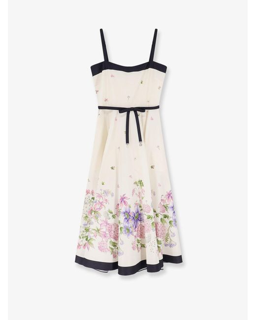 Women's White Dior Silk Dress With Print