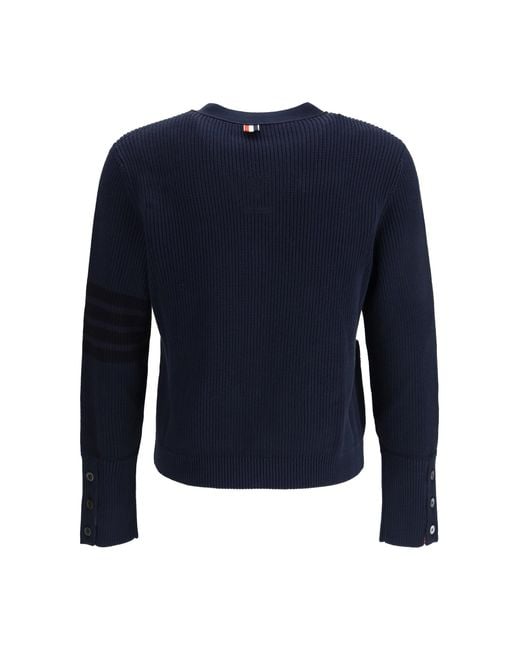 Thom Browne Blue V-Neck Cardigan for men
