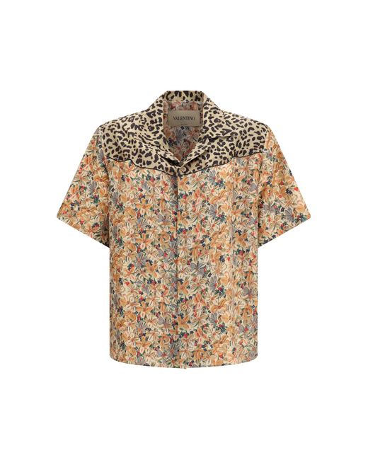 Valentino Multicolor Short-Sleeve Floral And Leopard Print Shirt for men