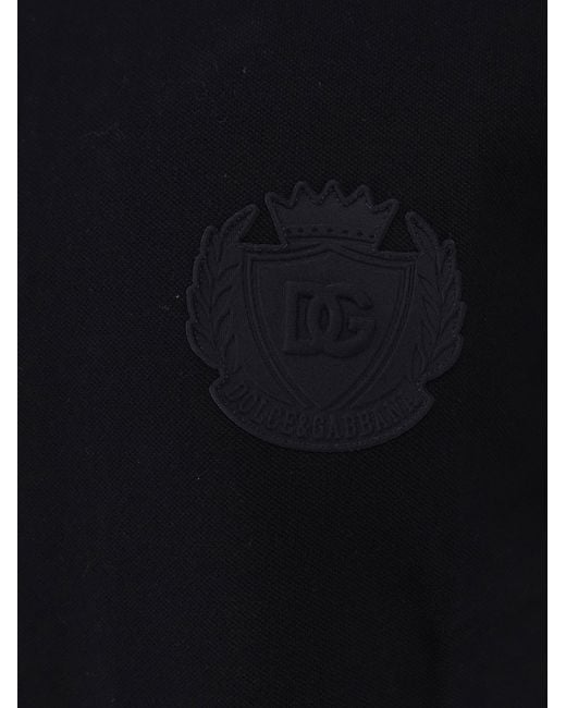 Dolce & Gabbana Black Cotton Polo Shirt for men