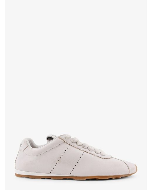 Miu Miu White Plume Leather Sneakers