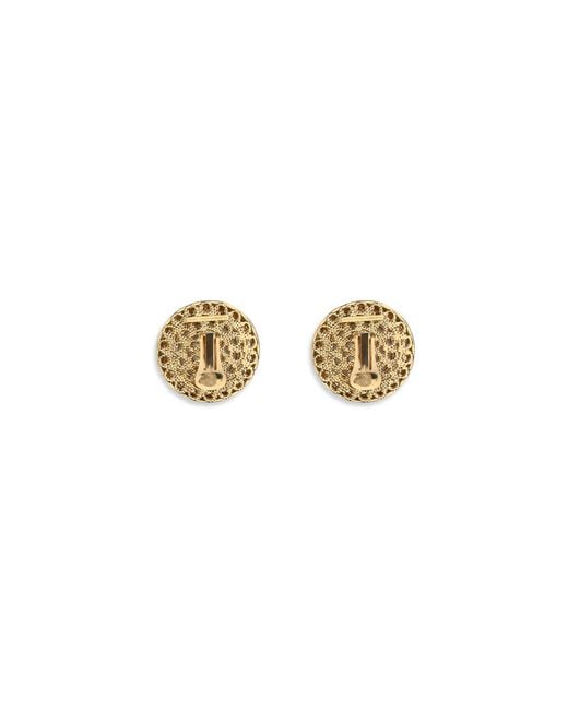 Alessandra Rich White Round Crystal Clip-On Earrings