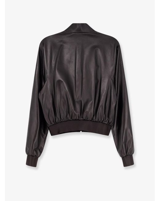 Gucci Black Soft Nappa Leather Bomber Jacket