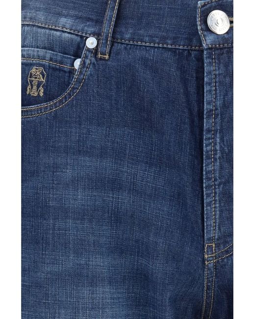 Brunello Cucinelli Blue Lightweight Denim Pants for men