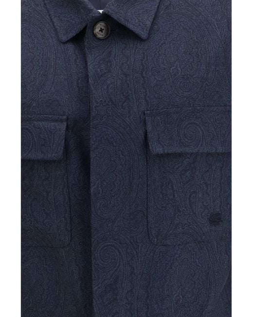 Etro Blue Pure Wool Jacket for men