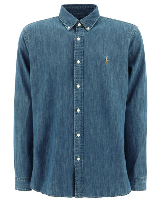 Polo Ralph Lauren Blue Custom-Fit Denim Shirt for men