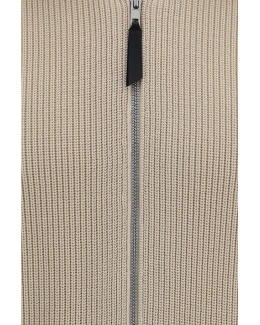 Margiela Natural Cotton Zip-Up Sweater Ecru for men