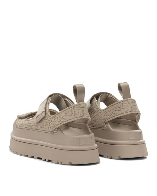Ugg Gray "Goldenglow Embossed" Low Sandals