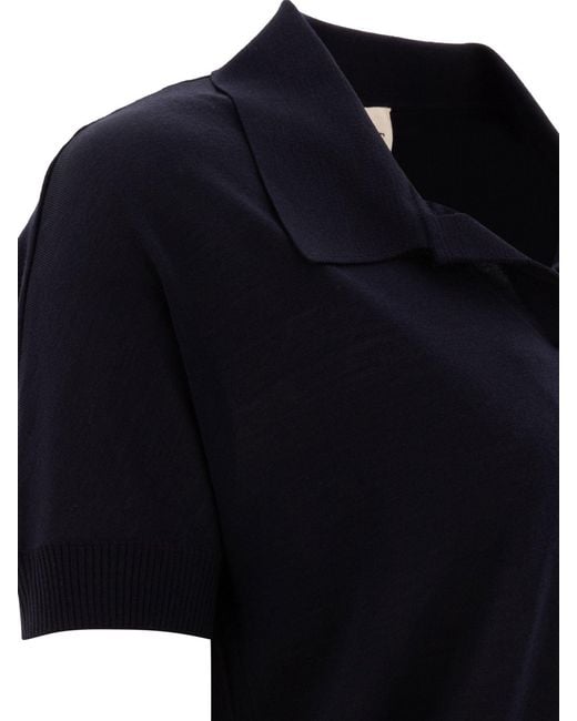 Khaite Blue Wool Shortsleeve Shirt