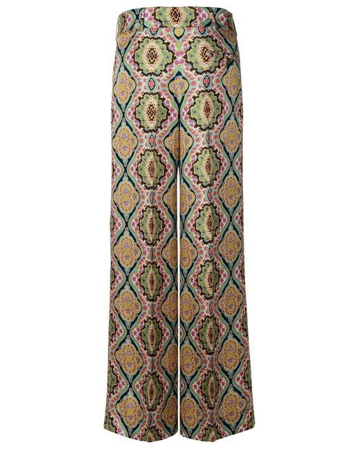 Etro Metallic Multi Silk Trousers