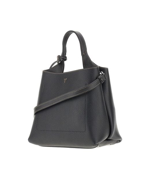 Tod's Black Grained Leather Mini Shopping Bag