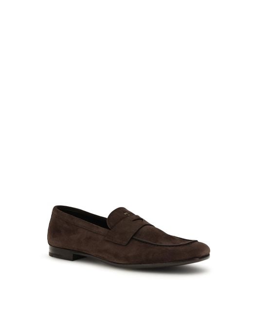 Prada White Suede Loafers for men