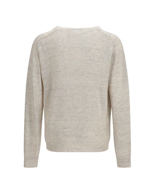Our Legacy White Rue V-Neck Soft Cyclone Linen Sweater for men