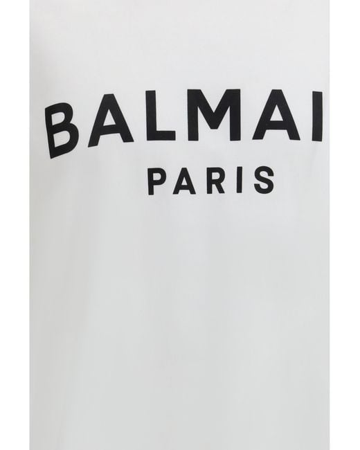 Balmain White Cotton Print T-Shirt for men