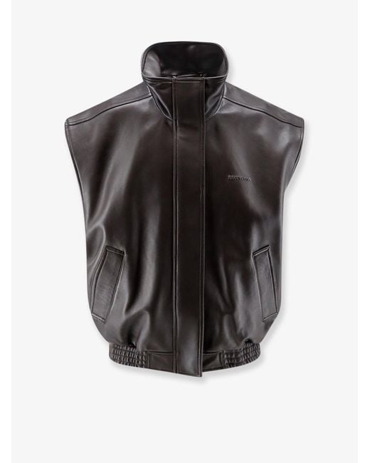 Balenciaga Black High-Neck Leather Vest