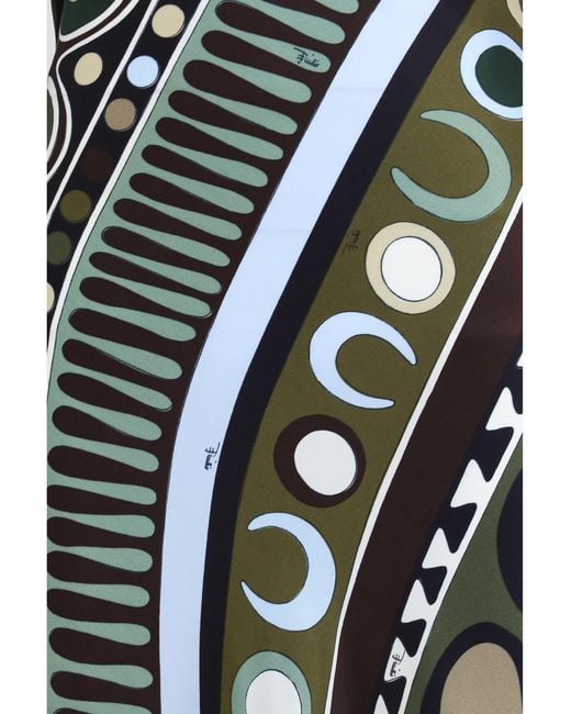 Emilio Pucci White Long Silk-Blend Printed Dress