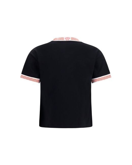 Versace Black T-Shirt With Greca Detail