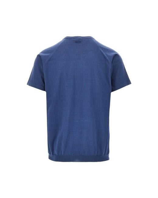 Sease Blue Cotton Knit T-Shirt for men