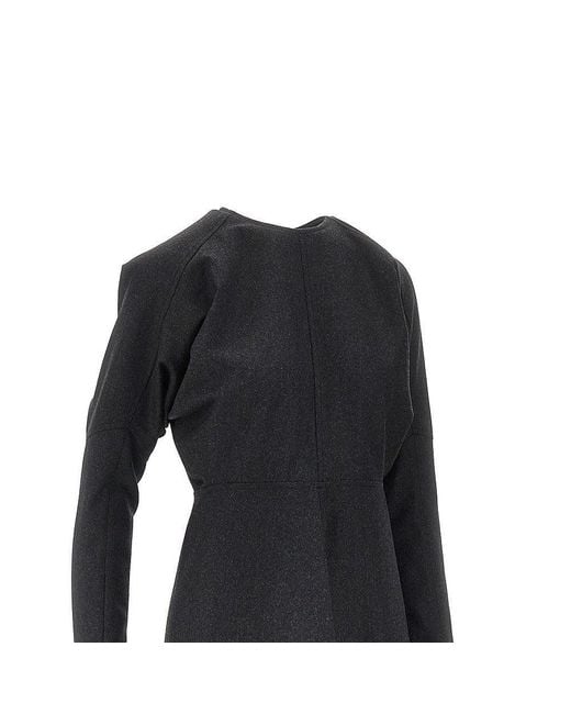 Victoria Beckham Black Wool Dolman Midi Dress