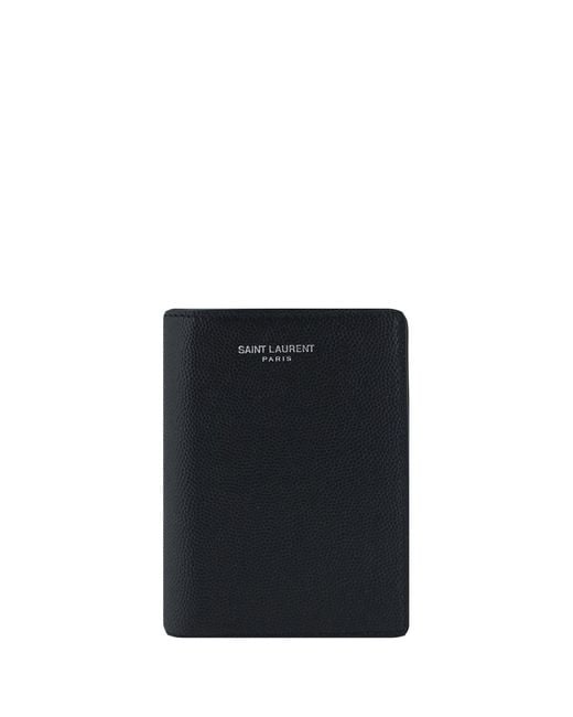 Saint Laurent Black Logo Card Fold Wallet for men